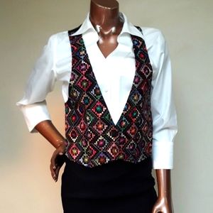 Festive Embroidery Velvet Vest by Try One
